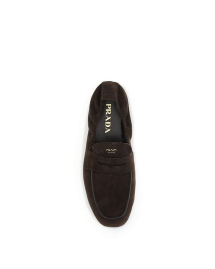 Prada Brown Lamb Ovis Aries Aries Slip-On Loafers