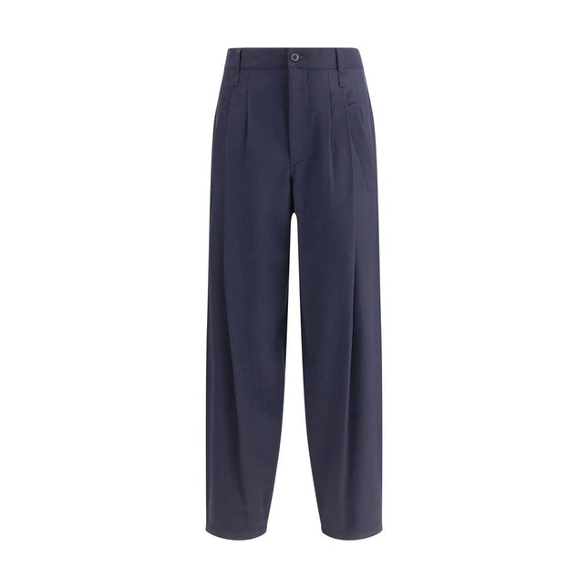 Giorgio Armani Blue Fleece Wool Casual Pants