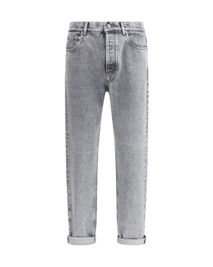 Brunello Cucinelli Gray Cotton Straight-Leg Jeans