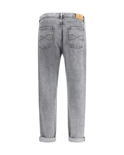 Brunello Cucinelli Gray Cotton Straight-Leg Jeans