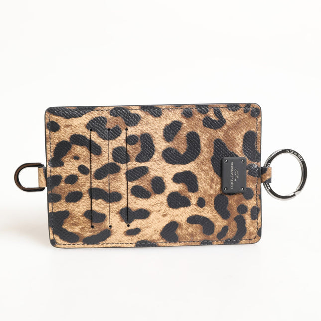 Dolce & Gabbana Leopard Print Leather Embossed Lanyard Card Holder Wallet
