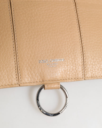 Dolce & Gabbana Beige Calfskin Leather Large Crossbody Card Holder Wallet