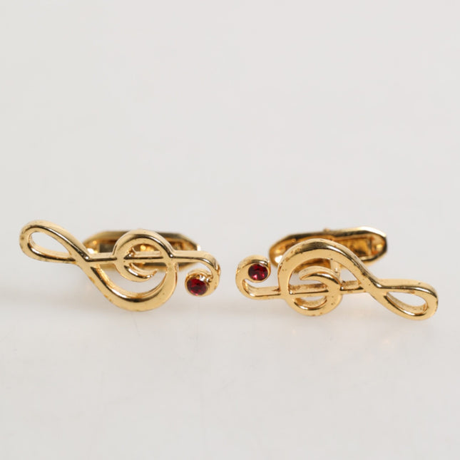 Dolce & Gabbana Gold Musical Note Metal Brass Pin Men Accessory Cufflinks