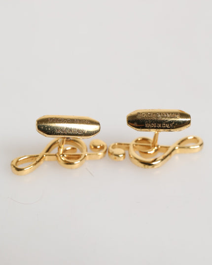 Dolce & Gabbana Gold Musical Note Metal Brass Pin Men Accessory Cufflinks