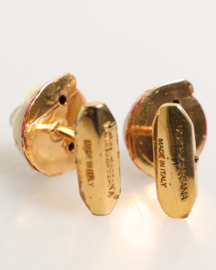 Dolce & Gabbana Brass Gold Tone Dog Puppy Men's Accessories Cufflink