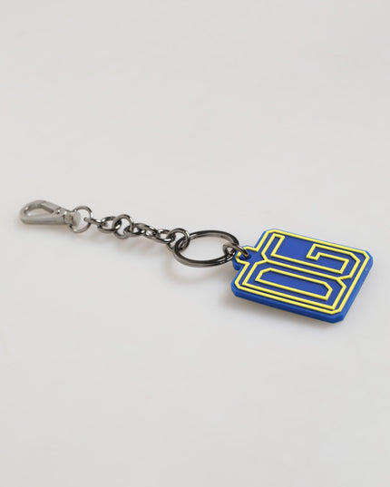 Dolce & Gabbana Blue Yellow DG Rubber Logo Silver Men Keychain Keyring