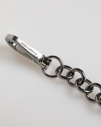 Dolce & Gabbana Blue Yellow DG Rubber Logo Silver Men Keychain Keyring