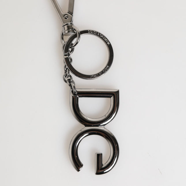 Dolce & Gabbana Silver Brass DG Logo Metal Keychain Holder Men Keyring