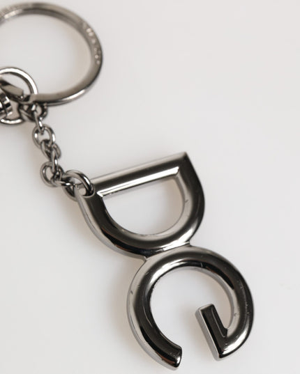 Dolce & Gabbana Silver Brass DG Logo Metal Keychain Holder Men Keyring