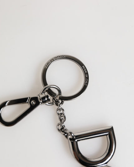 Dolce & Gabbana Silver Brass DG Logo Metal Keychain Holder Men Keyring