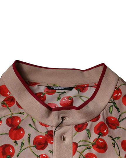Dolce & Gabbana Beige Cherry Nylon Buttoned Casual Shirt