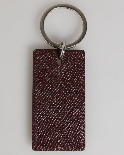 Dolce & Gabbana Dark Brown Leather Logo Metal Ring Men Keychain Keyring