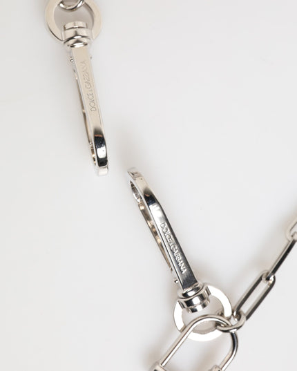 Dolce & Gabbana Silver Tone Metal Chain DG Logo Pendant Men Necklace