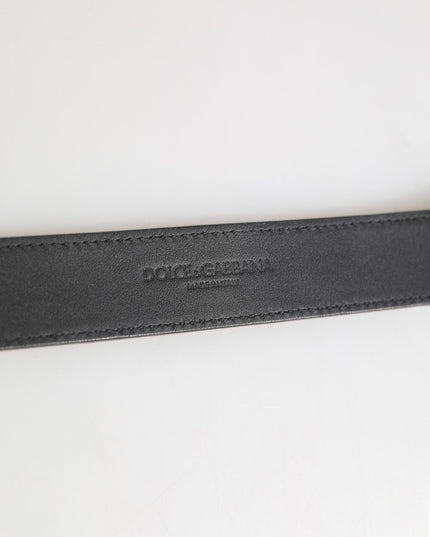 Dolce & Gabbana Silver Textured Leather Gold Tone Metal Neckband