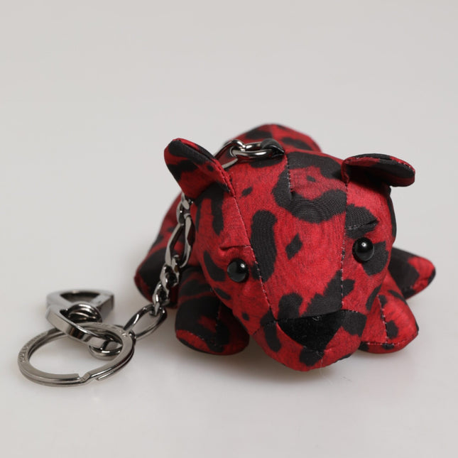Dolce & Gabbana Red Black Polyester Animal Silhouette Keychain Keyring