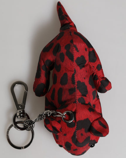 Dolce & Gabbana Red Black Polyester Animal Silhouette Keychain Keyring
