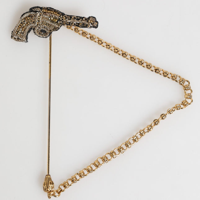 Dolce & Gabbana Lapel Pin Brass Copper Revolver Men Accessories Brooch
