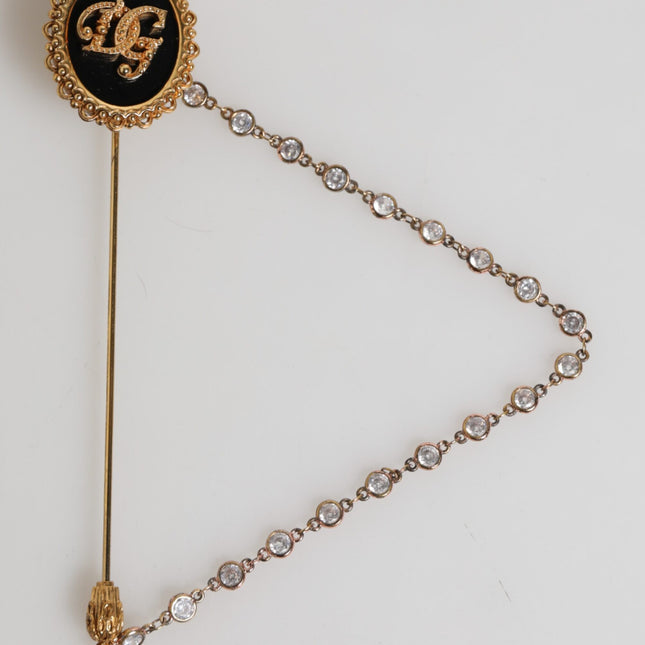 Dolce & Gabbana Lapel Pin DG Logo Gold Chain Mens Accessories Brooch
