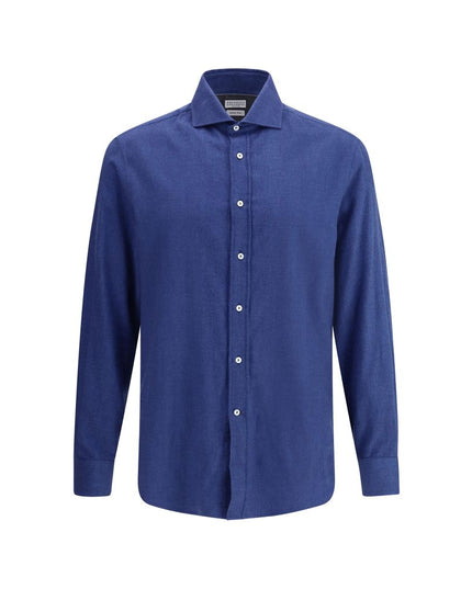 Brunello Cucinelli Blue Cotton Dress Shirt