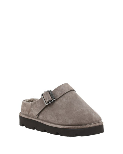 Brunello Cucinelli Gray Calf Leather Bos Taurus Clogs