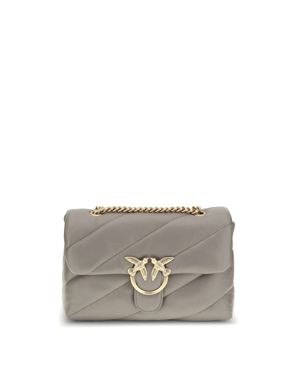 PINKO Gray Calf Leather Bos Taurus Shoulder Bag