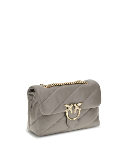 PINKO Gray Calf Leather Bos Taurus Shoulder Bag