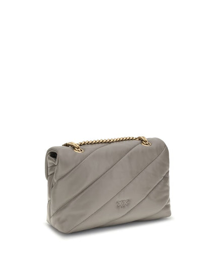 PINKO Gray Calf Leather Bos Taurus Shoulder Bag