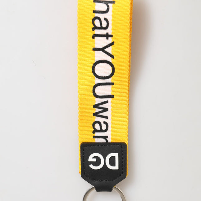 Dolce & Gabbana Yellow Logo Polyester Silver Brass Holder Keychain Keyring