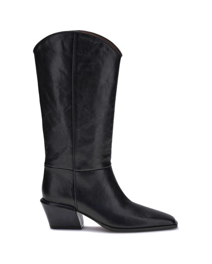 Paris Texas Black Calf Leather Bos Taurus Ankle Boots