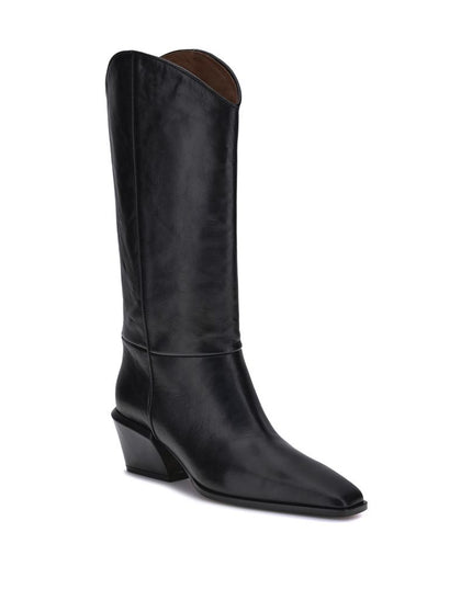 Paris Texas Black Calf Leather Bos Taurus Ankle Boots