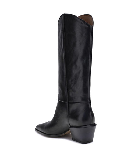 Paris Texas Black Calf Leather Bos Taurus Ankle Boots