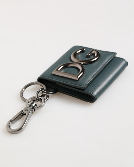 Dolce & Gabbana Dark Green Leather DG Logo Coin Purse Bag Charm Wallet