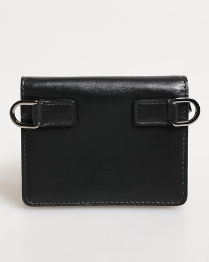 Dolce & Gabbana Black Leather DG Logo Bifold Card Holder Men Borse Wallet