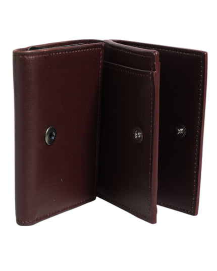 Dolce & Gabbana Leather Embossed Logo Trifold Men Card Holder Dark Brown