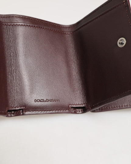 Dolce & Gabbana Leather Embossed Logo Trifold Men Card Holder Dark Brown