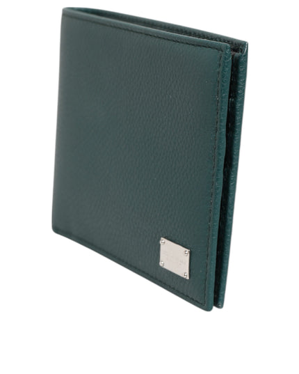 Dolce & Gabbana Green Leather DG Logo Plaque Bifold Men Card Holder Wallet