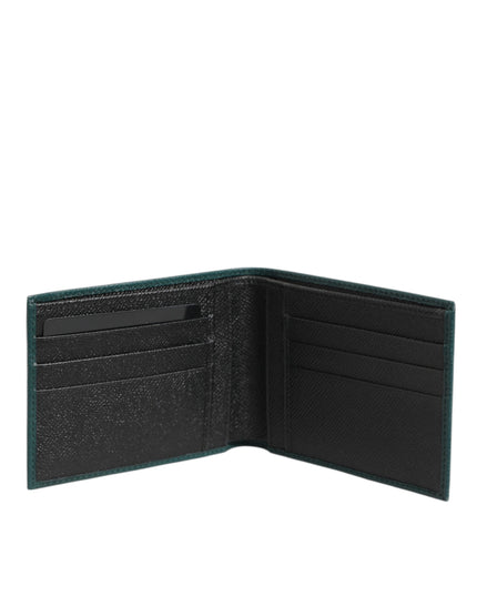Dolce & Gabbana Green Leather DG Logo Plaque Bifold Men Card Holder Wallet