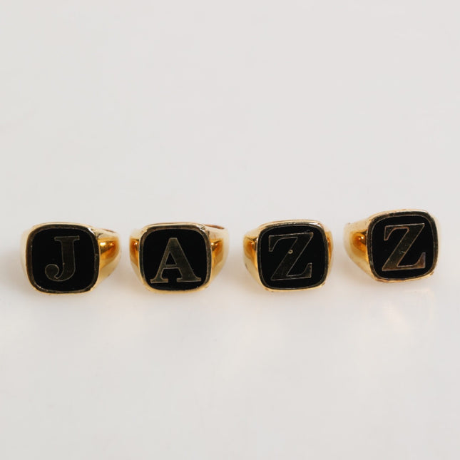 Dolce & Gabbana Gold Tone Brass JAZZ Letter Set 4 Pieces Adjustable Ring