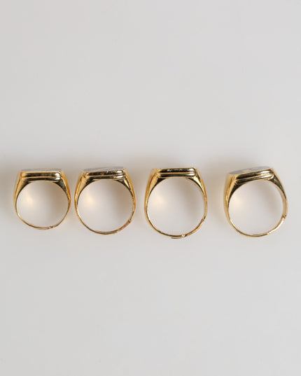 Dolce & Gabbana Gold Tone Brass JAZZ Letter Set 4 Pieces Adjustable Ring