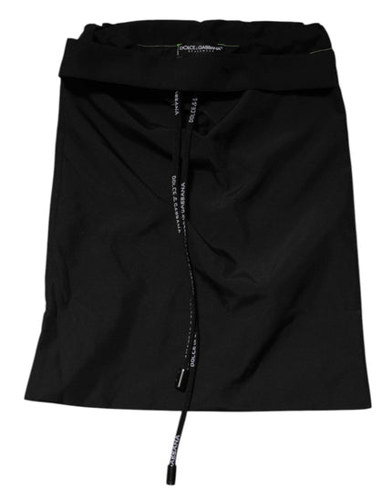 Dolce & Gabbana Black Green Logo Waistband Beachwear Short Swimwear