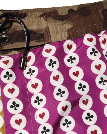 Dolce & Gabbana Multicolor Playing Card Camouflage Shorts Swimwear