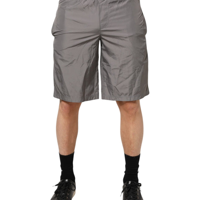Dolce & Gabbana Light Gray Nylon Elastic Waist Shorts Swimwear
