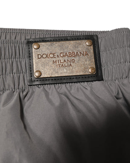 Dolce & Gabbana Light Gray Nylon Elastic Waist Shorts Swimwear