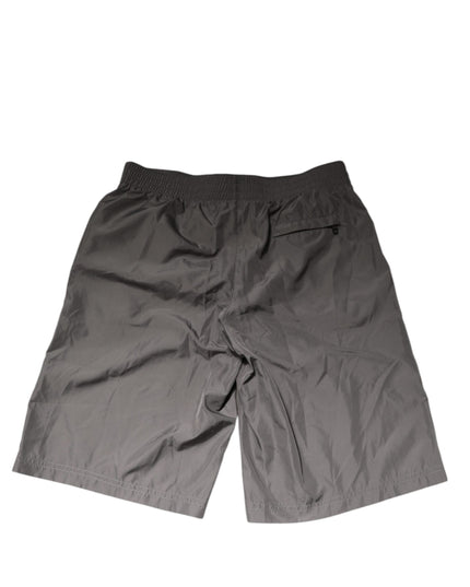 Dolce & Gabbana Light Gray Nylon Elastic Waist Shorts Swimwear