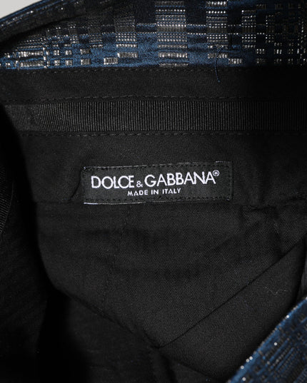 Dolce & Gabbana Blue Silver Shiny Silk Skinny Men Trouser Pants
