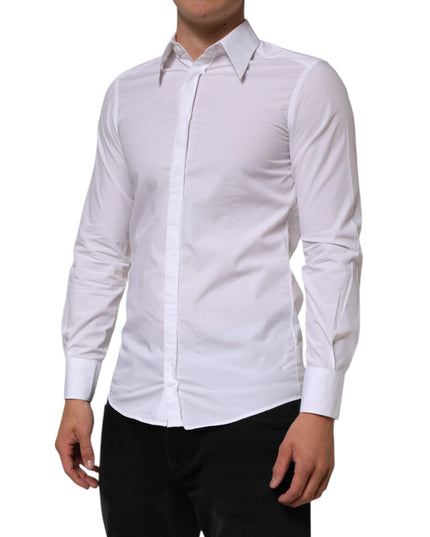 Dolce & Gabbana White Cotton MARTINI Long Sleeve Dress Shirt