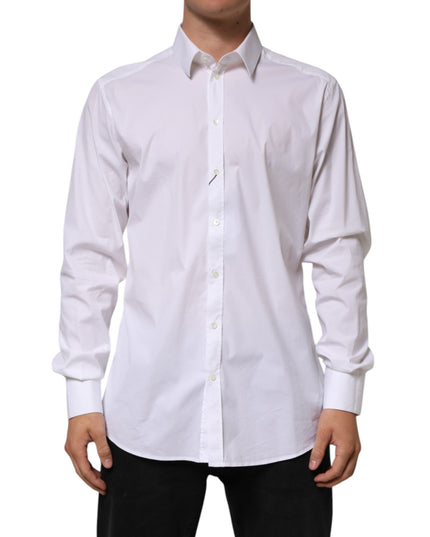 Dolce & Gabbana White Cotton GOLD Long Sleeves Formal Shirt