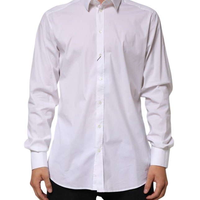 Dolce & Gabbana White Cotton GOLD Long Sleeves Formal Shirt