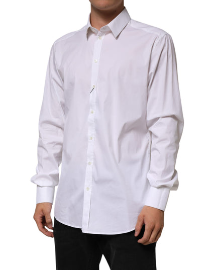 Dolce & Gabbana White Cotton GOLD Long Sleeves Formal Shirt