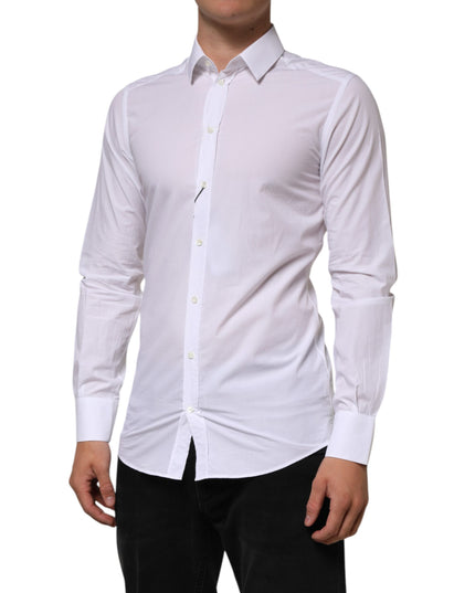 Dolce & Gabbana White Cotton GOLD Formal Men Longsleeves Shirt